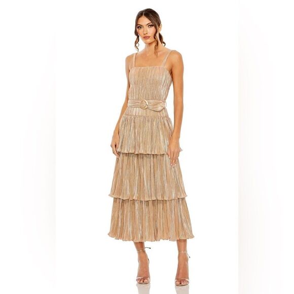 MAC DUGGAL IEENA Ruffle Tiered Buckle Detail Dress/ size 2 - Picture 1 of 9